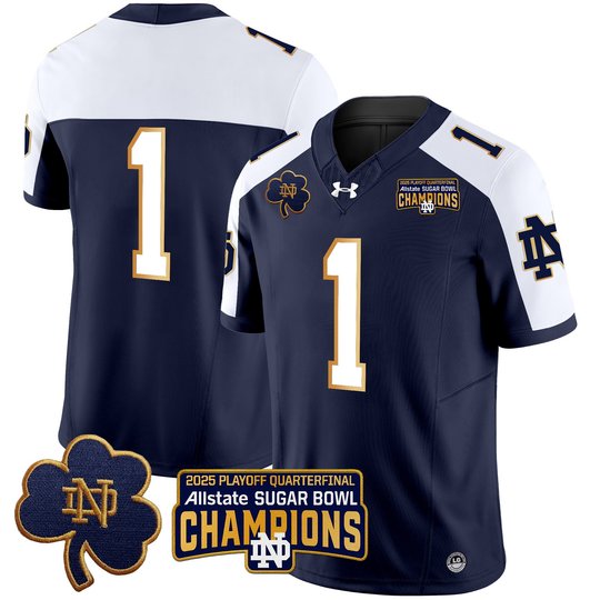 Men's Notre Dame Fighting Irish Playoff 2025 Sugar Bowl Champions Patch Vapor Limited Jersey - All Stitched