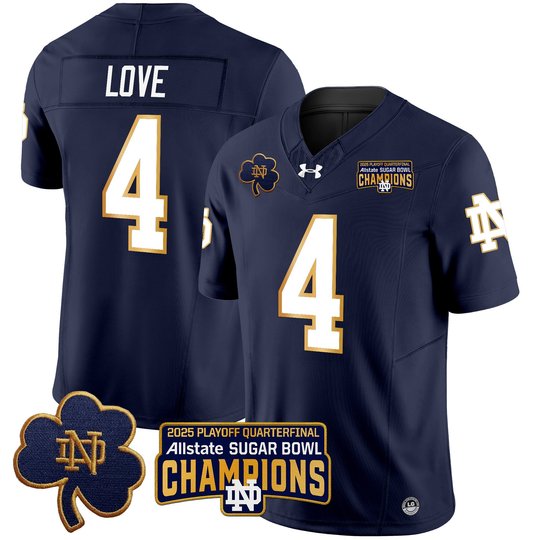 Men's Notre Dame Fighting Irish Playoff 2025 Sugar Bowl Champions Patch Vapor Limited Jersey - All Stitched