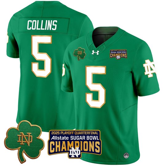 Men's Notre Dame Fighting Irish Playoff 2025 Sugar Bowl Champions Patch Vapor Limited Jersey - All Stitched