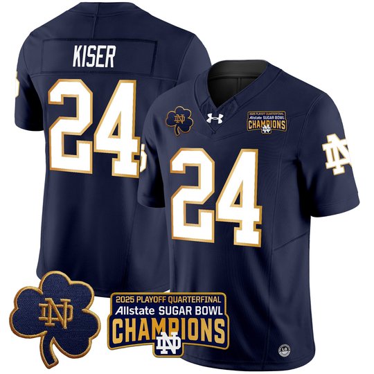 Men's Notre Dame Fighting Irish Playoff 2025 Sugar Bowl Champions Patch Vapor Limited Jersey - All Stitched