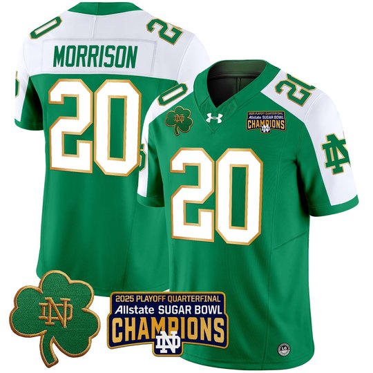 Men's Notre Dame Fighting Irish Playoff 2025 Sugar Bowl Champions Patch Vapor Limited Jersey - All Stitched