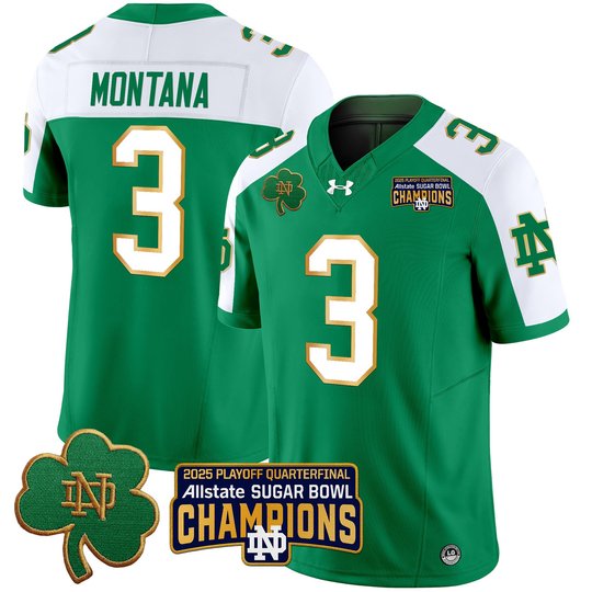 Men's Notre Dame Fighting Irish Playoff 2025 Sugar Bowl Champions Patch Vapor Limited Jersey - All Stitched