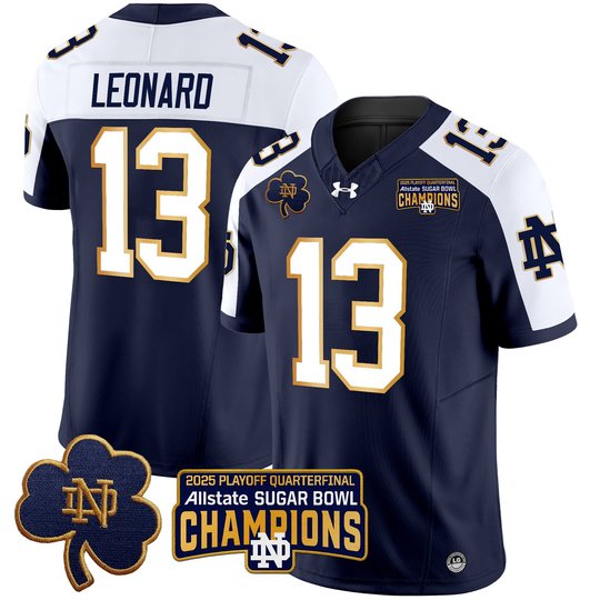 Men's Notre Dame Fighting Irish Playoff 2025 Sugar Bowl Champions Patch Vapor Limited Jersey - All Stitched