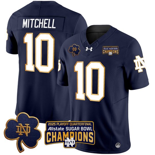 Men's Notre Dame Fighting Irish Playoff 2025 Sugar Bowl Champions Patch Vapor Limited Jersey - All Stitched