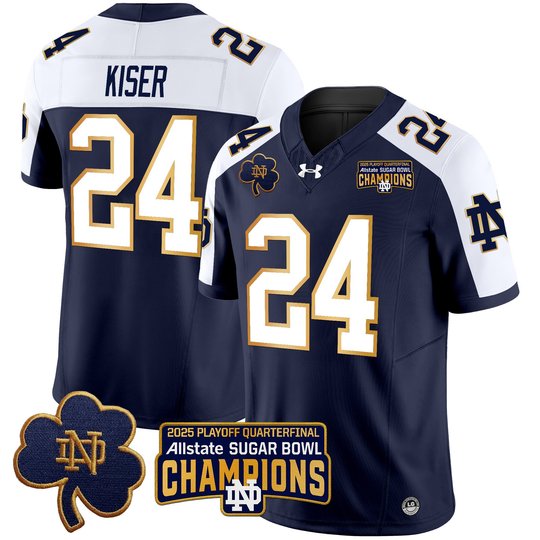 Men's Notre Dame Fighting Irish Playoff 2025 Sugar Bowl Champions Patch Vapor Limited Jersey - All Stitched