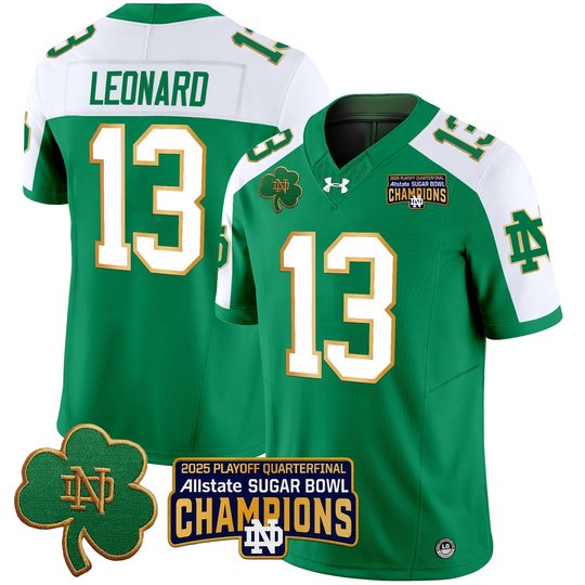 Men's Notre Dame Fighting Irish Playoff 2025 Sugar Bowl Champions Patch Vapor Limited Jersey - All Stitched