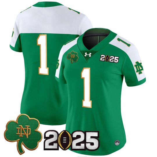 Women's Notre Dame Fighting Irish 2025 CFP Final Patch Vapor Limited Jersey - All Stitched