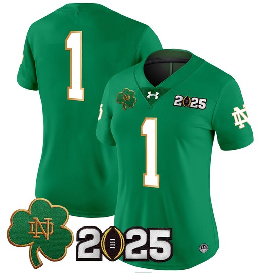 Women's Notre Dame Fighting Irish 2025 CFP Final Patch Vapor Limited Jersey - All Stitched