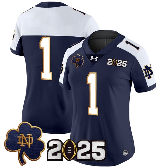 Women's Notre Dame Fighting Irish 2025 CFP Final Patch Vapor Limited Jersey - All Stitched