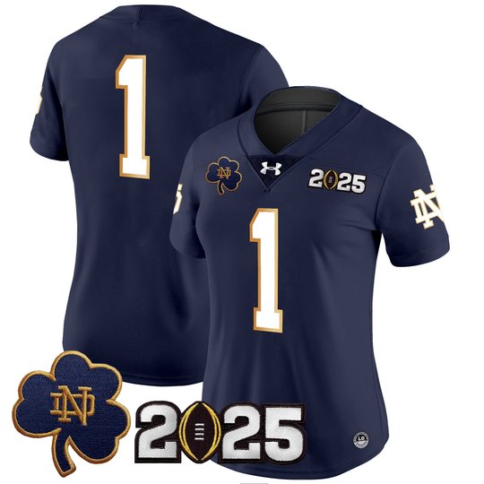 Women's Notre Dame Fighting Irish 2025 CFP Final Patch Vapor Limited Jersey - All Stitched