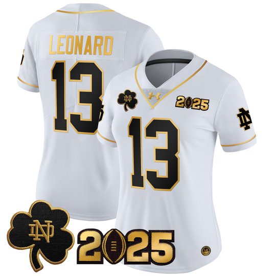 Women's Notre Dame Fighting Irish 2025 CFP Final Patch Gold Vapor Limited Jersey - All Stitched