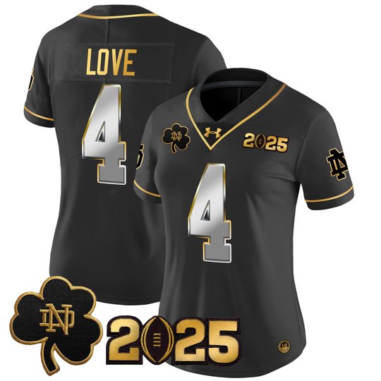 Women's Notre Dame Fighting Irish 2025 CFP Final Patch Gold Vapor Limited Jersey - All Stitched