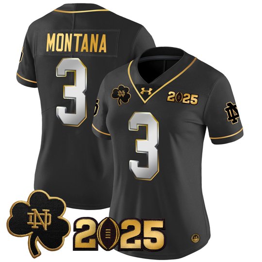Women's Notre Dame Fighting Irish 2025 CFP Final Patch Gold Vapor Limited Jersey - All Stitched