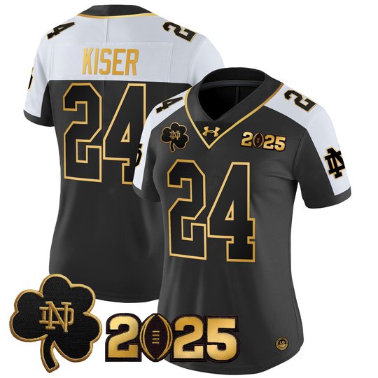 Women's Notre Dame Fighting Irish 2025 CFP Final Patch Gold Vapor Limited Jersey - All Stitched
