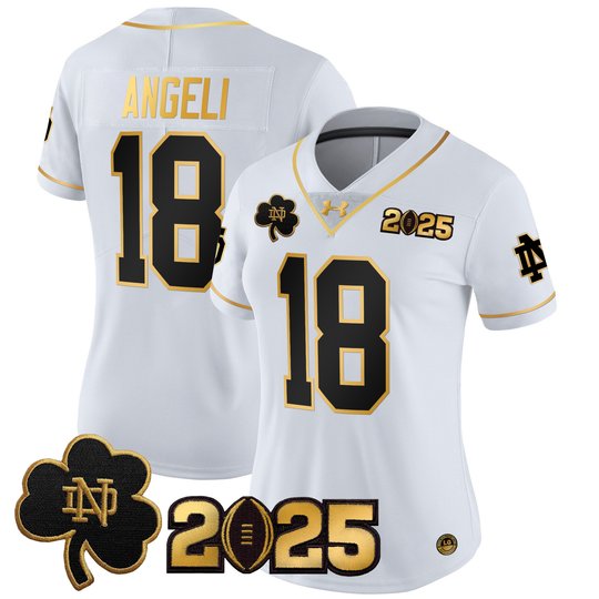 Women's Notre Dame Fighting Irish 2025 CFP Final Patch Gold Vapor Limited Jersey - All Stitched