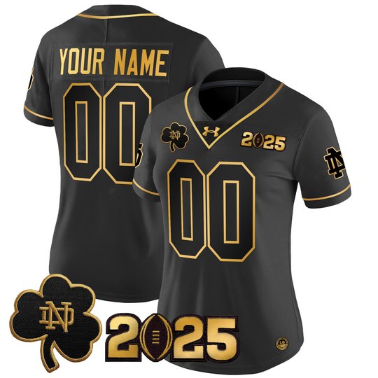 Notre Dame Fighting Irish 2025 CFP Final Patch Gold Vapor Limited Custom Jersey - All Stitched