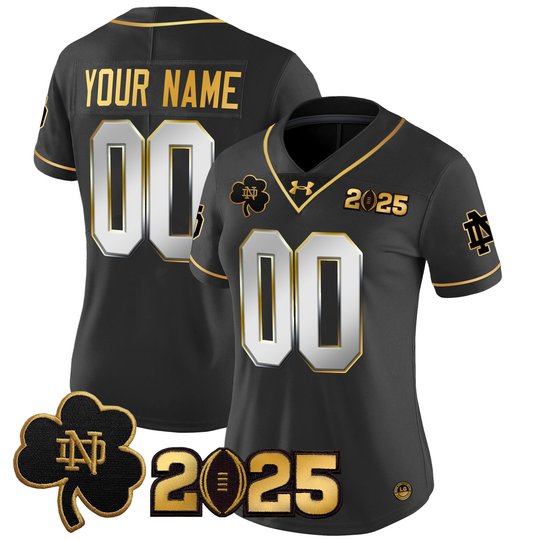 Notre Dame Fighting Irish 2025 CFP Final Patch Gold Vapor Limited Custom Jersey - All Stitched