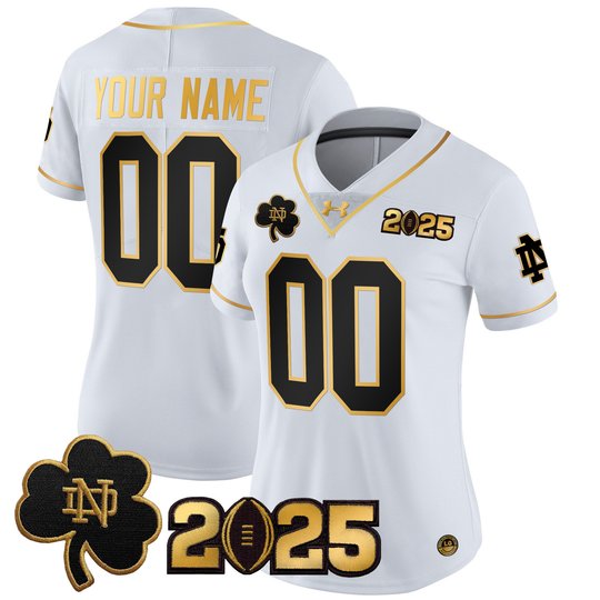 Notre Dame Fighting Irish 2025 CFP Final Patch Gold Vapor Limited Custom Jersey - All Stitched