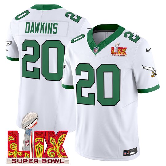 Men's Philadelphia Eagles Kelly Green Super Bowl LIX Patch Vapor Limited Jersey - All Stitched