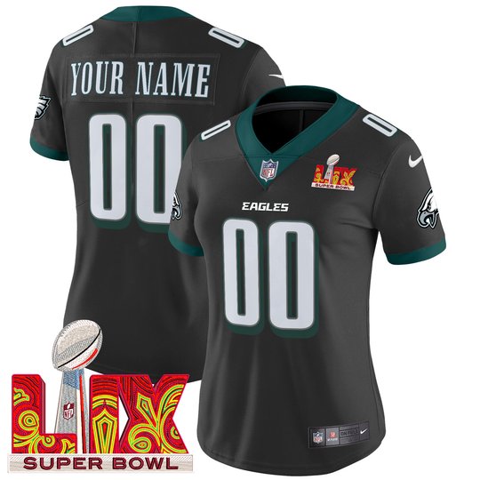 Philadelphia Eagles Super Bowl LIX Patch Vapor Limited Custom Jersey - All Stitched