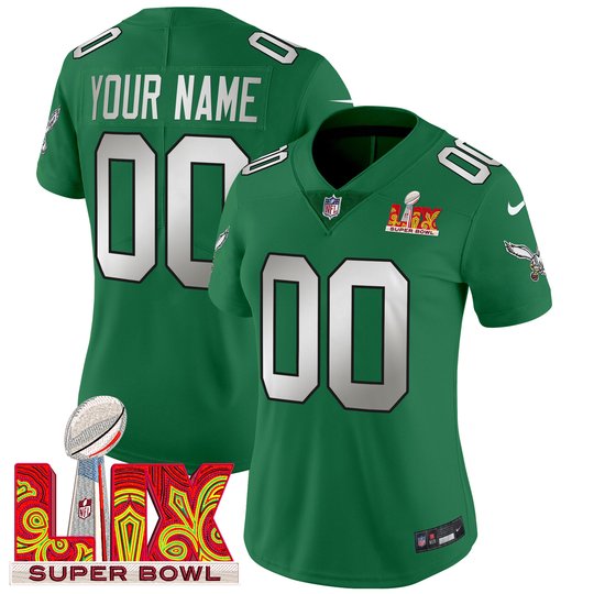 Philadelphia Eagles Super Bowl LIX Patch Vapor Limited Custom Jersey - All Stitched