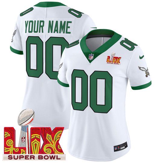 Philadelphia Eagles Super Bowl LIX Patch Vapor Limited Custom Jersey - All Stitched