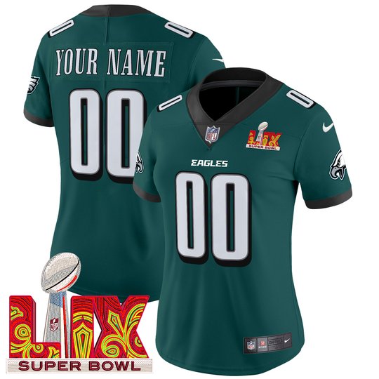 Philadelphia Eagles Super Bowl LIX Patch Vapor Limited Custom Jersey - All Stitched