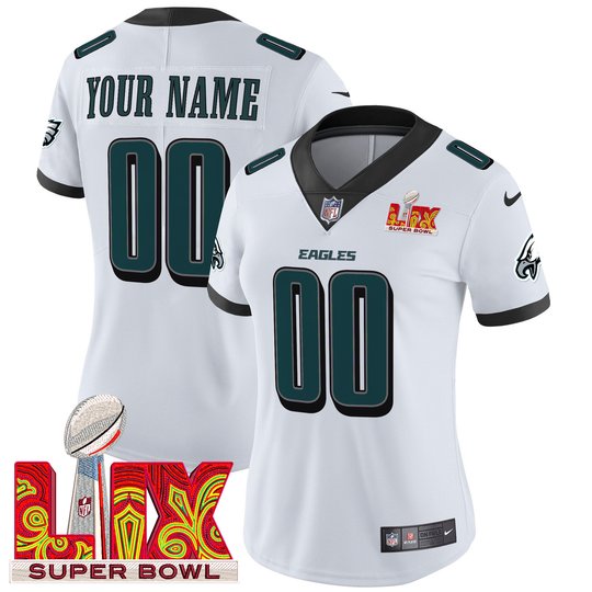 Philadelphia Eagles Super Bowl LIX Patch Vapor Limited Custom Jersey - All Stitched