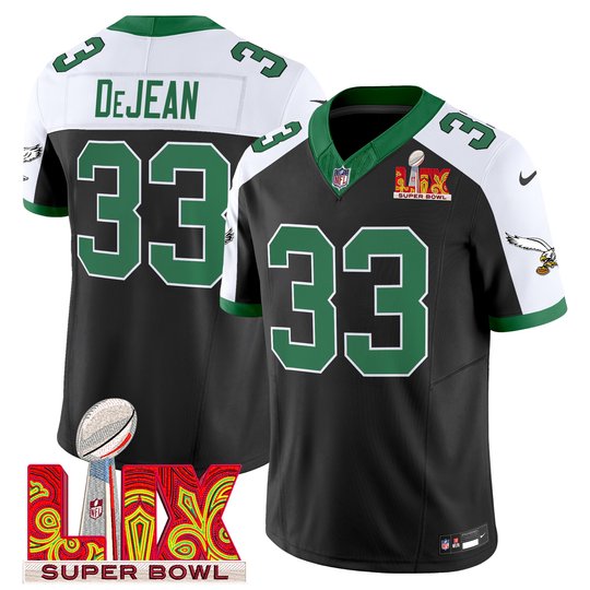 Men's Philadelphia Eagles Kelly Green Super Bowl LIX Patch Vapor Limited Jersey - All Stitched