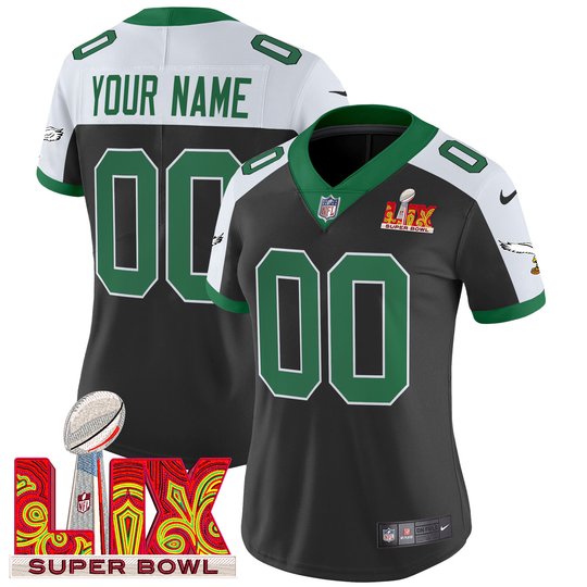 Philadelphia Eagles Kelly Green Super Bowl LIX Patch Vapor Limited Custom Jersey - All Stitched