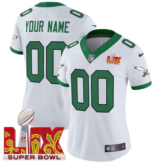 Philadelphia Eagles Kelly Green Super Bowl LIX Patch Vapor Limited Custom Jersey - All Stitched