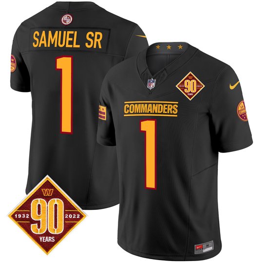 Men's Washington Commanders 90th Anniversary Patch Vapor Limited Jersey - All Stitched