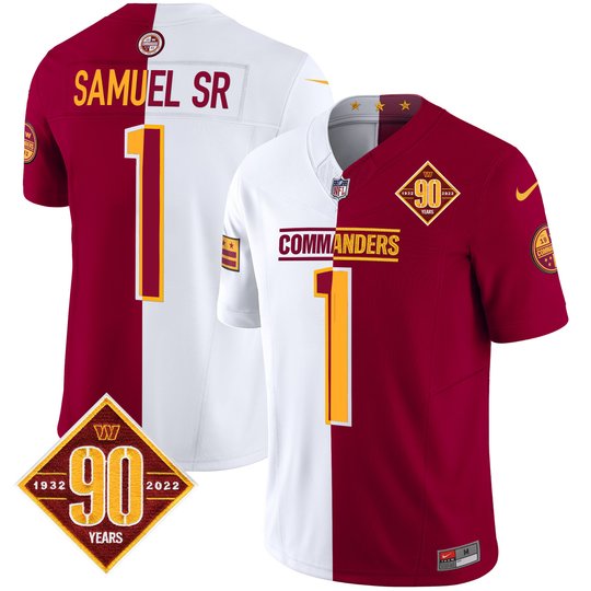 Men's Washington Commanders 90th Anniversary Patch Vapor Limited Jersey - All Stitched