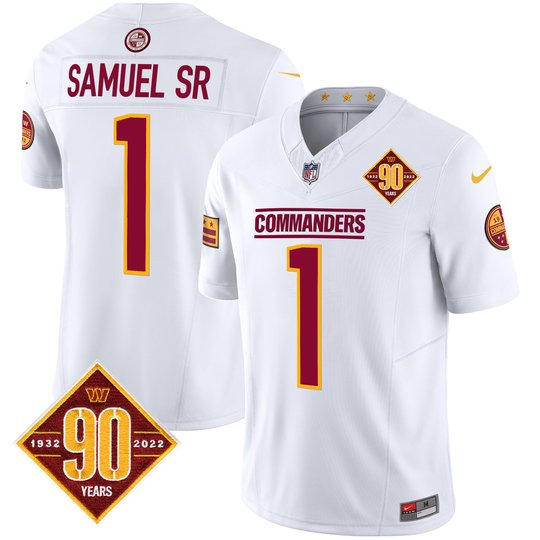 Men's Washington Commanders 90th Anniversary Patch Vapor Limited Jersey - All Stitched