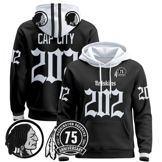 Men's Washington Redskins 'Gothic Capital Edition' Pullover Hoodie - All Stitched