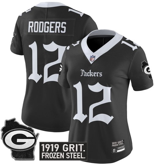 Women's Green Bay Packers 'Gothic Frozen Tundra Edition' Vapor Limited Jersey - All Stitched