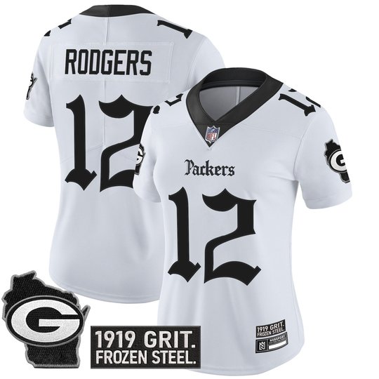 Women's Green Bay Packers 'Gothic Frozen Tundra Edition' Vapor Limited Jersey - All Stitched