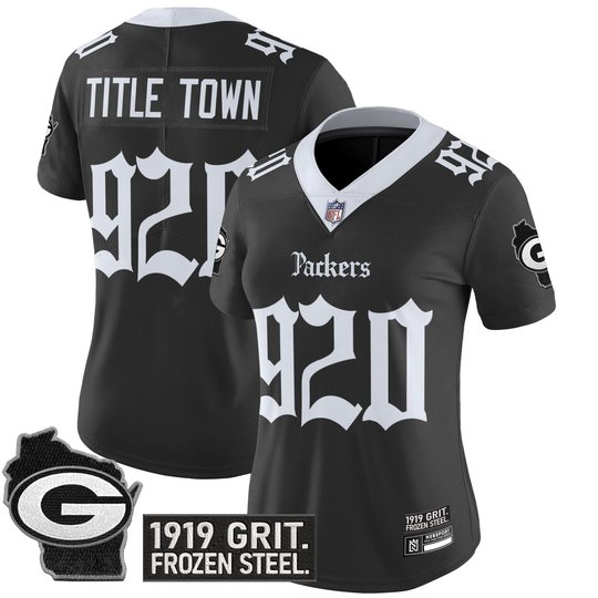 Women's Green Bay Packers 'Gothic Frozen Tundra Edition' Vapor Limited Jersey - All Stitched