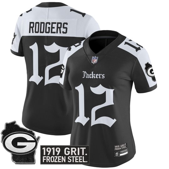 Women's Green Bay Packers 'Gothic Frozen Tundra Edition' Vapor Limited Jersey - All Stitched
