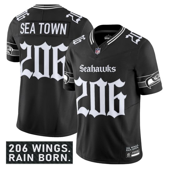 Men's Seattle Seahawks 'Gothic Rain City Shadows Edition' Vapor Limited Jersey - All Stitched
