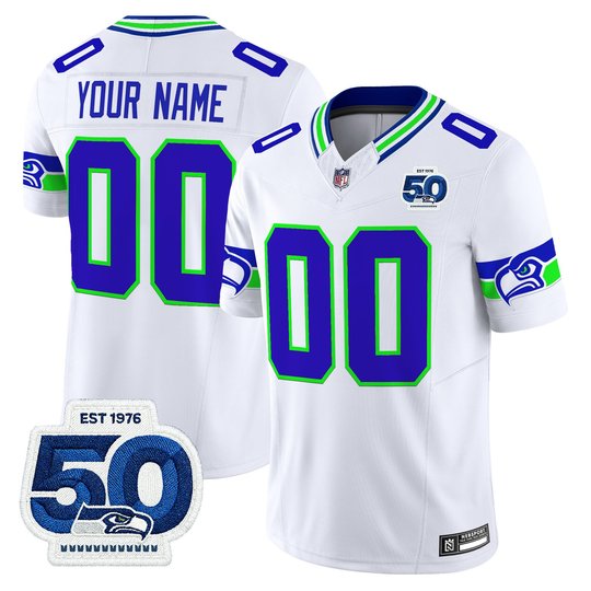 Seattle Seahawks 50th Anniversary Patch Vapor Limited Custom Jersey - All Stitched