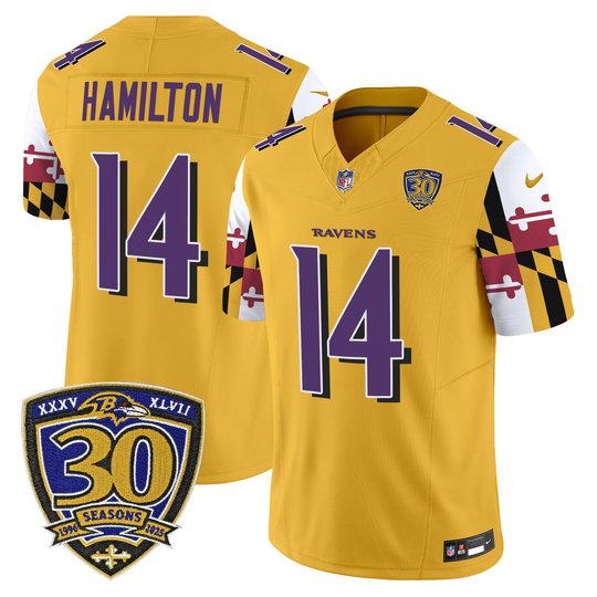 Men's Baltimore Ravens 'Maryland Flag Edition' Vapor Limited Jersey - 30th Anniversary Patch - All Stitched