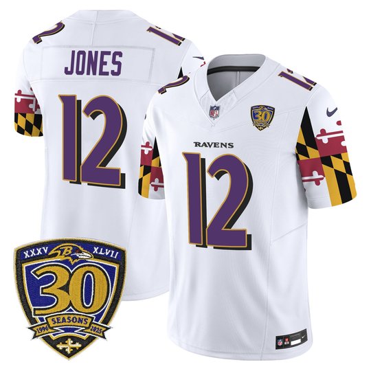 Men's Baltimore Ravens 'Maryland Flag Edition' Vapor Limited Jersey - 30th Anniversary Patch - All Stitched