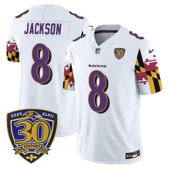 Men's Baltimore Ravens 'Maryland Flag Edition' Vapor Limited Jersey - 30th Anniversary Patch - All Stitched