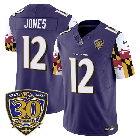 Men's Baltimore Ravens 'Maryland Flag Edition' Vapor Limited Jersey - 30th Anniversary Patch - All Stitched
