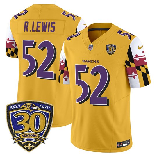Men's Baltimore Ravens 'Maryland Flag Edition' Vapor Limited Jersey - 30th Anniversary Patch - All Stitched
