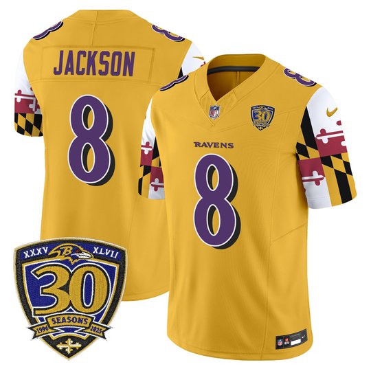 Men's Baltimore Ravens 'Maryland Flag Edition' Vapor Limited Jersey - 30th Anniversary Patch - All Stitched
