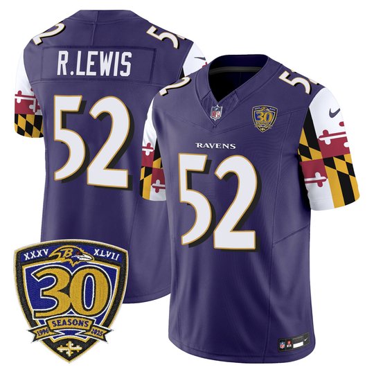 Men's Baltimore Ravens 'Maryland Flag Edition' Vapor Limited Jersey - 30th Anniversary Patch - All Stitched