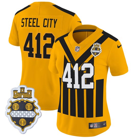 Women's Pittsburgh Steelers 1933 Patch Throwback Vapor Limited Jersey - All Stitched