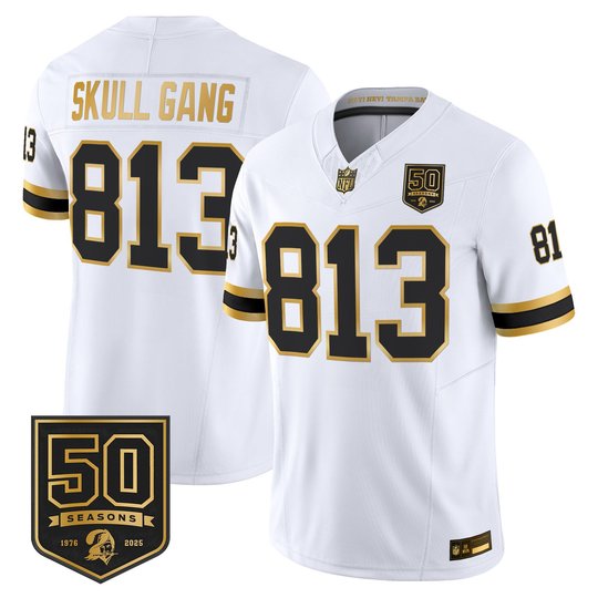 Men's Tampa Bay Buccaneers Throwback 50th Season Patch Gold Vapor Limited Jersey - All Stitched